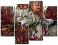 4Pc Wall Art Painting Wolf in The Forest Pictures