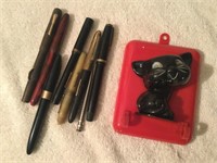 6 Vintage Pens-Shaeffer,Conklin,Waltham, 14K Nibs
