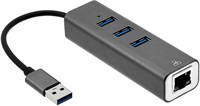 3-Port USB 3.0 Hub with RJ45 Gigabit Ethernet