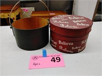 Metal Tin &Wooden Bucket- Lot of Two(2)