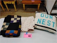 Wool Quilt, Queen Flat Sheet, &Pillow
