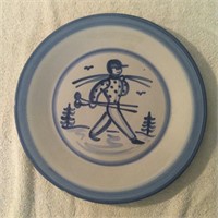 M.A.Hadley 11" Dinner Plate-Skier-Stoneware