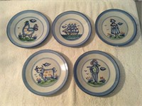 M.A.Hadley Pottery 8" Dessert Plates-5 Pcs