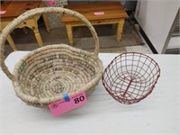 Rag Heart Shaped Basket & Wire Basket