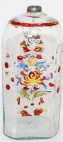 Stiegel Type Enamel Decorated Bottle 8"H