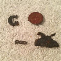 4 Antique Metal Tobacco Tags