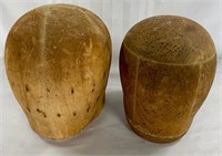 2 Antique Wood/cork Hat Molds