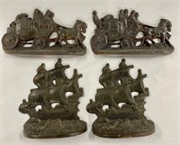 2 Pairs of Cast Metal Bookends