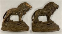 Pair of Bronze Cast Metal Lion Bookends 1926