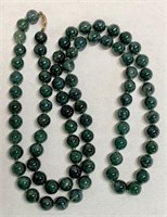 36" Moss Agate Beaded Necklace 10K Clasp