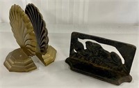 Pair of Shell Bookends and Single Lion Bookend