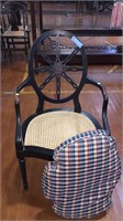 PAINT DECORATED CANE SEAT CHAIR W/ CUSHION