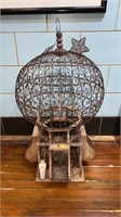 WOOD AND WIRE BIRD CAGE