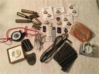 Army Patches, Pins, 50 Cal Shells, Stopwatch, More