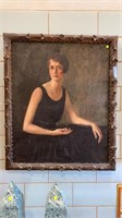 LARGE ANTIQUE OIL ON CANVAS PORTRAIT OF YOUNG
