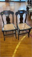PAIR ANTIQUE WOOD GRAIN PAINTED SIDE CHAIRS
