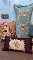 3 VARIOUS NEEDLEPOINT PILLOWS