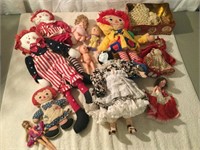 Large Selection of Vintage Dolls-Raggedy Ann/Andy