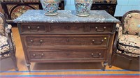 ANTIQUE FRENCH MARBLE TOP COMMODE/ DRESSER