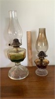 2 Oil Lamps & Candle Holder