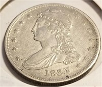 1837 R.E. Half Dollar XF-Cleaned