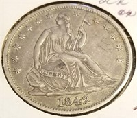 1842-O Half Dollar XF (Obverse Scratch)