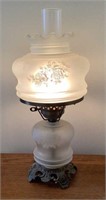 19” Glass Lamp with Floral Transfer