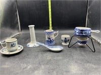 Blue and white decor pieces