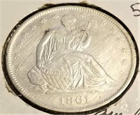 1861-O Half Dollar VF-Cleaned