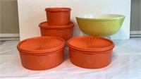 Vintage Orange Tupperware, Pyrex Bowl