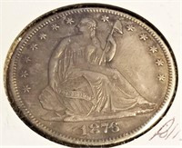 1876-CC Half Dollar XF-Cleaned