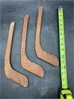 3 wooden hockey sticks for table hockey