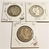 1894-O, (2) ‘94-S Half Dollars G