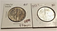 1935-S, ‘43-S Half Dollars AU