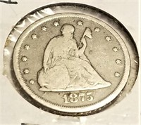 1875-CC Twenty Cent VG