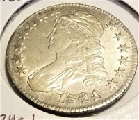 1824/Various Dates Half Dollar XF-Cleaned