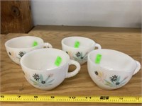 4 Milk Glass Cups