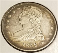 1838 R.E. Half Dollar VF-Damage