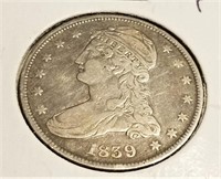 1839 R.E. Half Dollar F