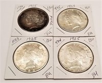 (4) 1925 Silver Dollars Unc.