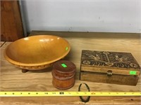 Wood Trinket Box, Wood Bowl10 Inch, Wood Cannister
