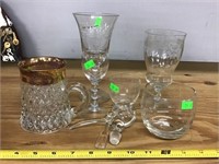 Etched Glass Stemware, Bar Ware Diamond Pattern