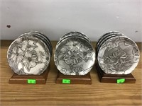 3 Hammered Aluminum Coaster Sets