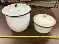 2 Enamel Pots