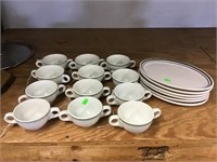 Double Handled Cups And Dessert Trays