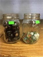 Marbles And Buckeys, 2 Canning Jars
