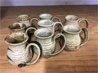 8 Art Pottery Mugs