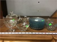 Bubble Dessert Plates And 2 Cups, Clear Glass