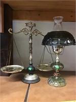 Electric Table Lamp And Balance Scale