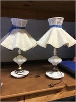 2 Milk Glass Table Lamps 16 Inch